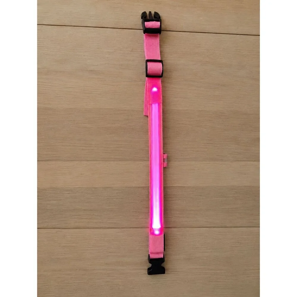 Pink LED Dog Collar XL Light Up Flashing Night Safety Collar